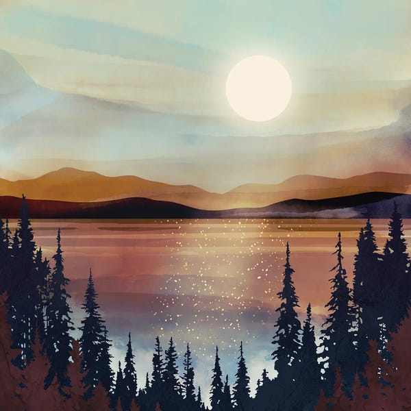 Pine Trees: Summer Lake Sunset by SpaceFrog Designs