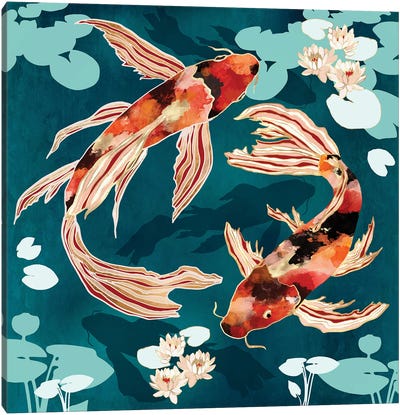 Metallic Koi VII Canvas Art Print - Koi Fish Art