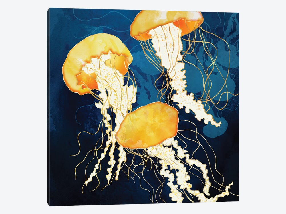 Yellow Metallic Jellyfish by SpaceFrog Designs 1-piece Art Print