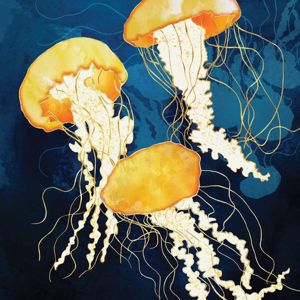 Jellyfish: Yellow Metallic Jellyfish by SpaceFrog Designs