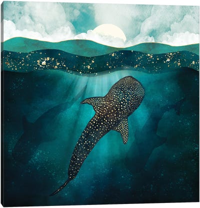 Metallic Whale Shark Canvas Art Print - SpaceFrog Designs