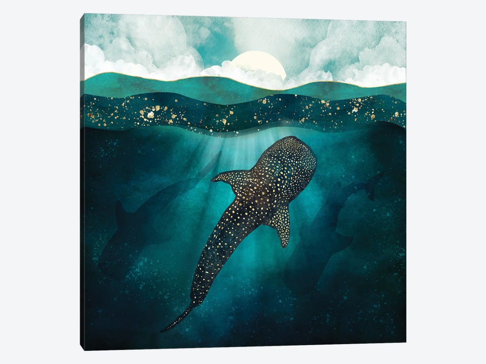 Metallic Whale Shark by SpaceFrog Designs 1-piece Art Print