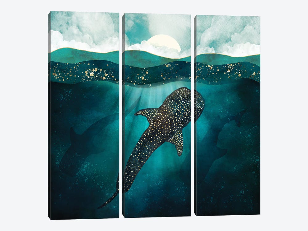 Metallic Whale Shark by SpaceFrog Designs 3-piece Art Print