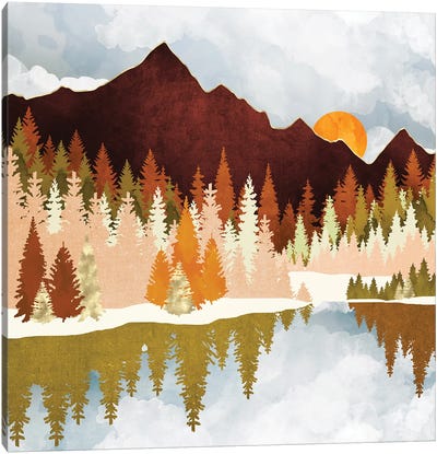 Winter Lake Forest Canvas Art Print - SpaceFrog Designs