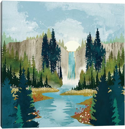 Waterfall Vista Canvas Art Print - River, Creek & Stream Art
