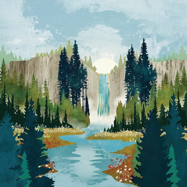 Pine Trees: Waterfall Vista by SpaceFrog Designs
