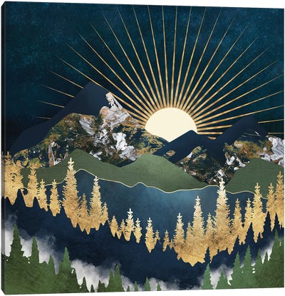 Midnight Mountains Canvas Art Print - Pine Tree Art