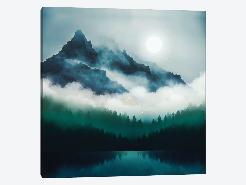 Midnight Moon Reflection by SpaceFrog Designs 1-piece Canvas Artwork