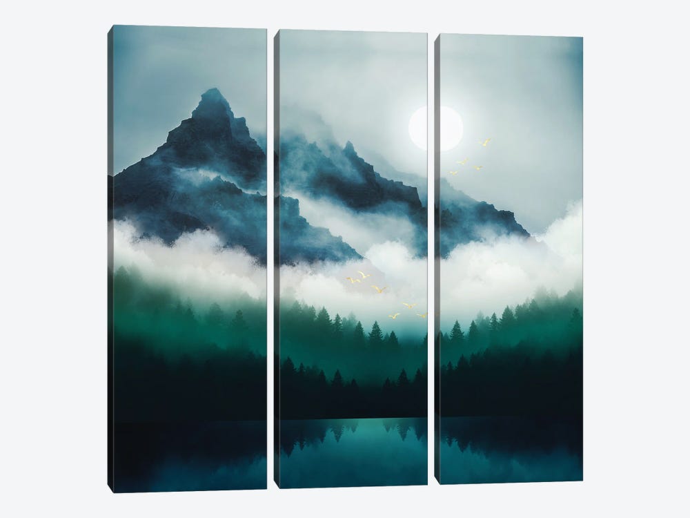 Midnight Moon Reflection by SpaceFrog Designs 3-piece Canvas Art