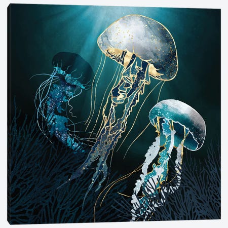 Metallic Jellyfish V Canvas Print #SFD463} by SpaceFrog Designs Canvas Art Print