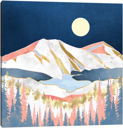 Lake Mountains Canvas Art Print - SpaceFrog Designs
