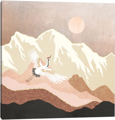 Sugar Mountain Crane Canvas Art Print - SpaceFrog Designs