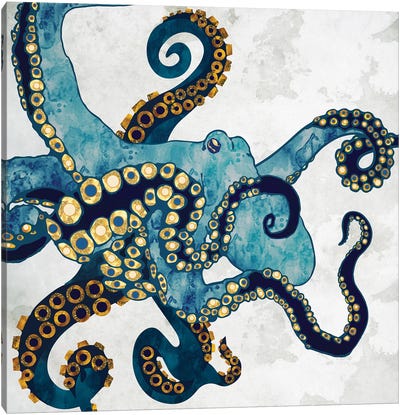 Metallic Octopus Vi Canvas Art Print - Octopus Art