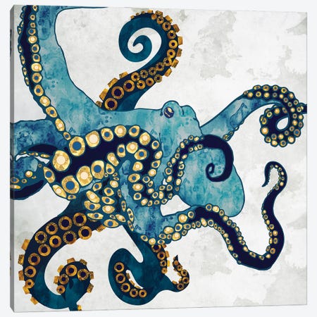 Metallic Octopus Vi Canvas Print #SFD471} by SpaceFrog Designs Canvas Art