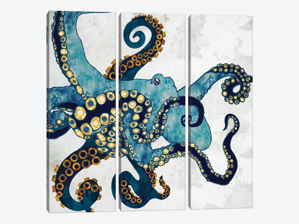 Metallic Octopus Vi by SpaceFrog Designs 3-piece Canvas Wall Art