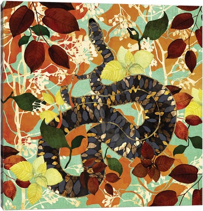 Fall Serpent Garden Canvas Art Print - Snake Art