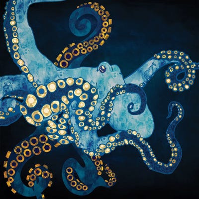Metallic Octopus VII by SpaceFrog Designs framed canvas print