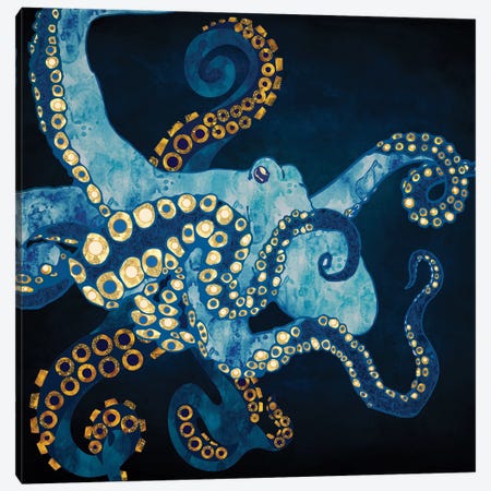 Metallic Octopus VII Canvas Print #SFD473} by SpaceFrog Designs Canvas Art