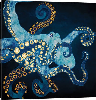 Metallic Octopus VII Canvas Art Print - Octopus Art