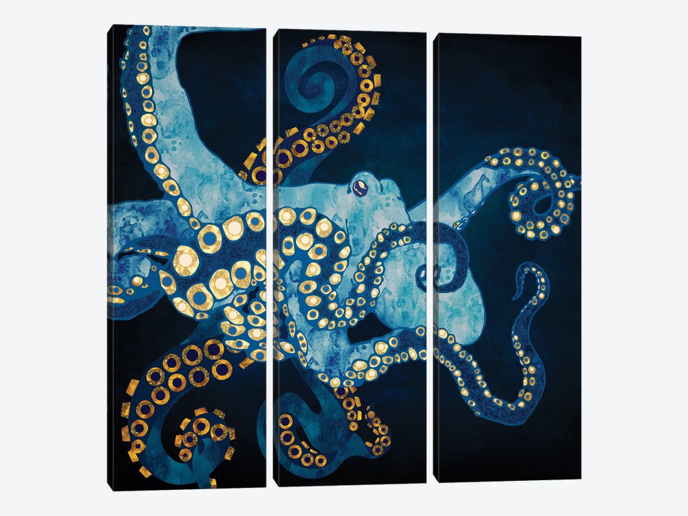 Metallic Octopus VII by SpaceFrog Designs 3-piece Canvas Artwork