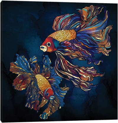 Metallic Betta Fish Canvas Art Print - Sea Life Art