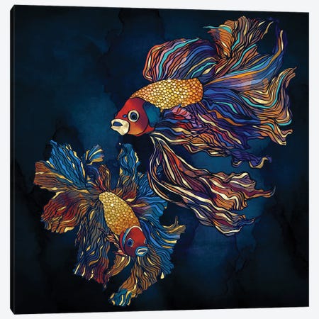 Metallic Betta Fish Canvas Print #SFD476} by SpaceFrog Designs Canvas Art Print