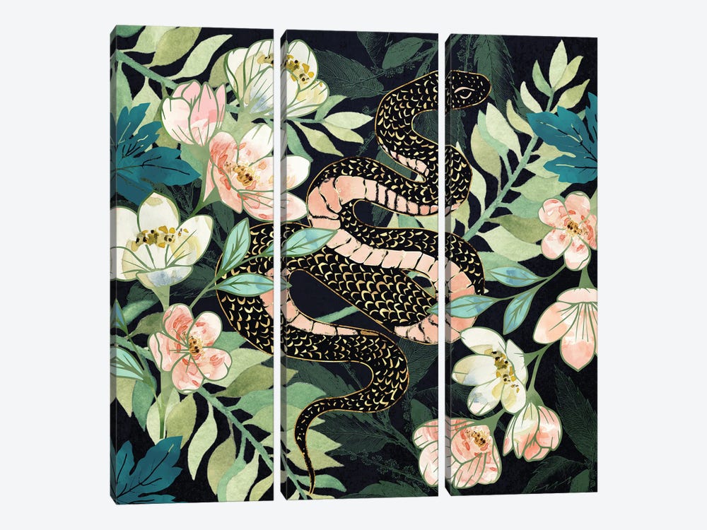 Metallic Floral Snake by SpaceFrog Designs 3-piece Art Print
