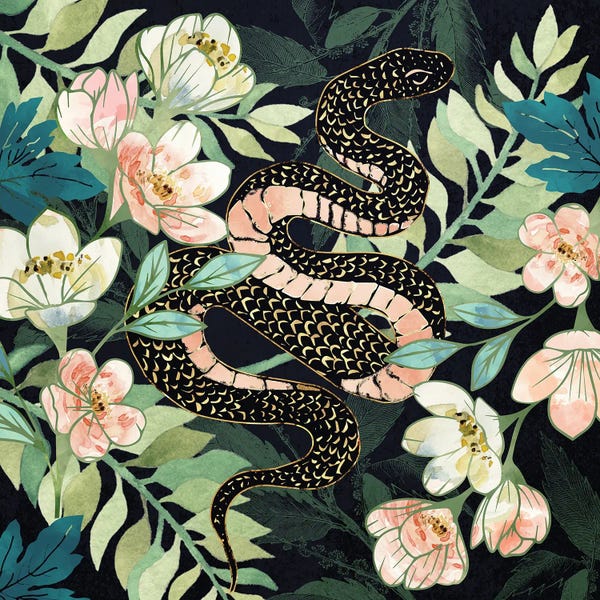 Snakes: Metallic Floral Snake by SpaceFrog Designs