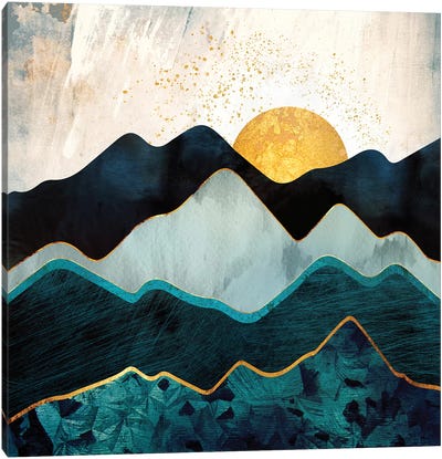 Glacial Hills Canvas Art Print - Teal Abstract Art