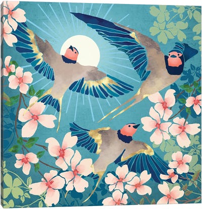 Swallows New Beginning Canvas Art Print - Blossom Art