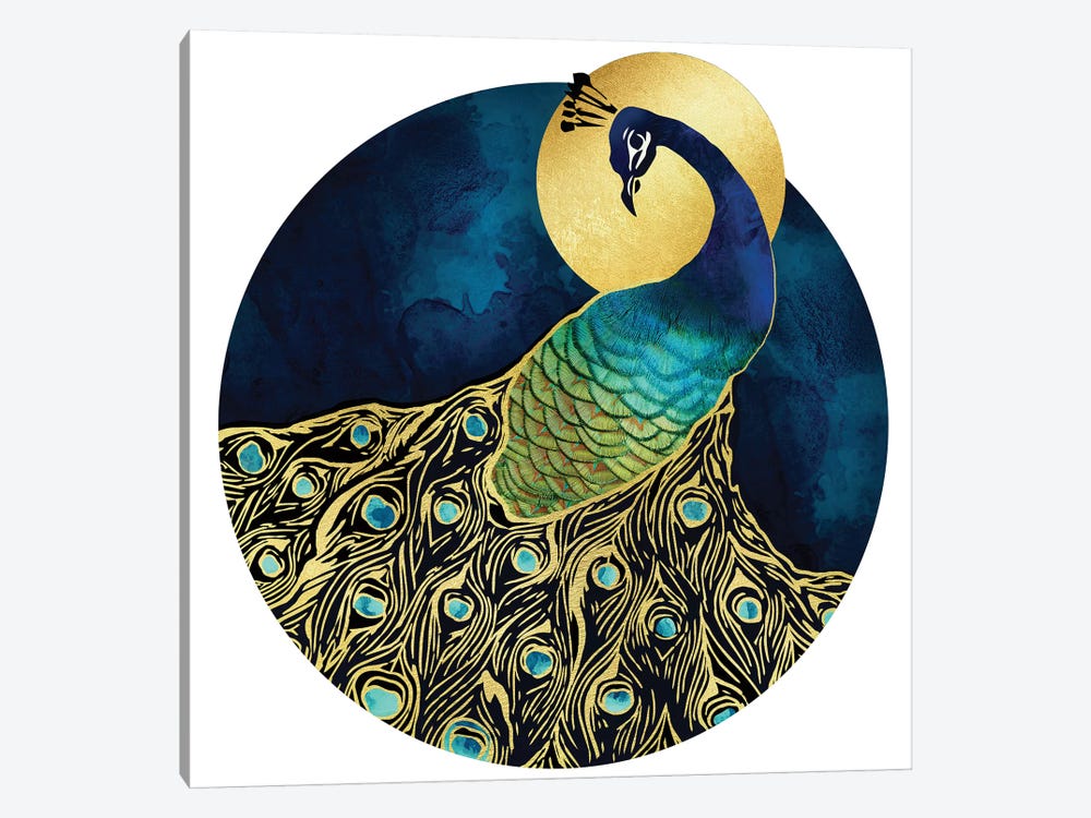 Golden Peacock by SpaceFrog Designs 1-piece Canvas Wall Art