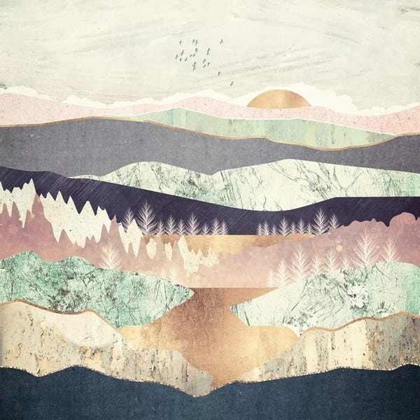 Large Scenic & Landscape Art - Canvas Prints: Golden Spring Reflection by SpaceFrog Designs