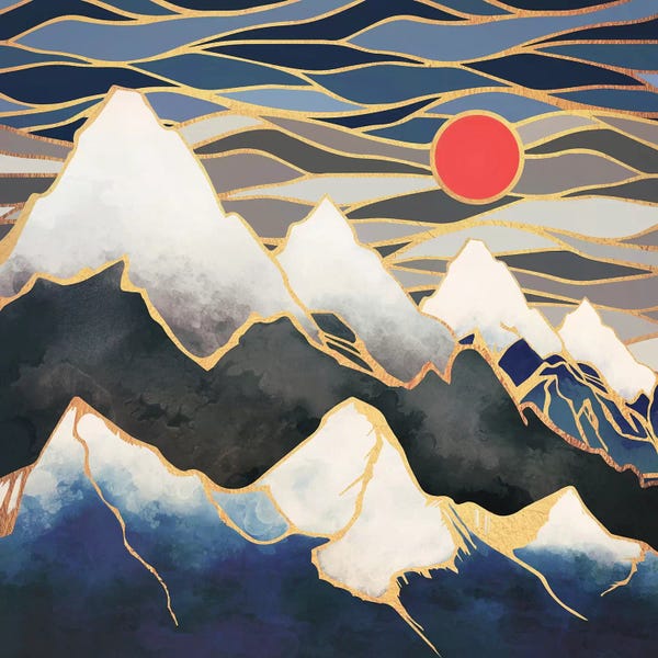 Blue & Red: Ice Mountains by SpaceFrog Designs