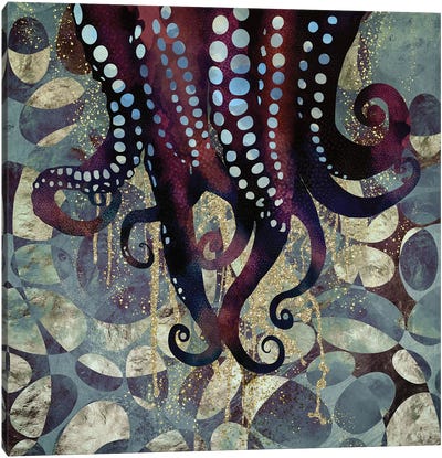 Metallic Ocean II Canvas Art Print - Octopus Art