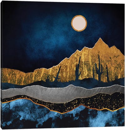 Midnight Desert Canvas Art Print - Pantone 2020 Classic Blue