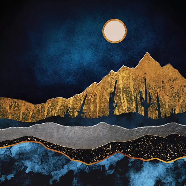 Gold Abstract Art: Midnight Desert by SpaceFrog Designs