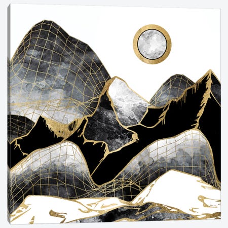 Minimal Black And Gold Mountains Canvas Print #SFD75} by SpaceFrog Designs Canvas Art Print