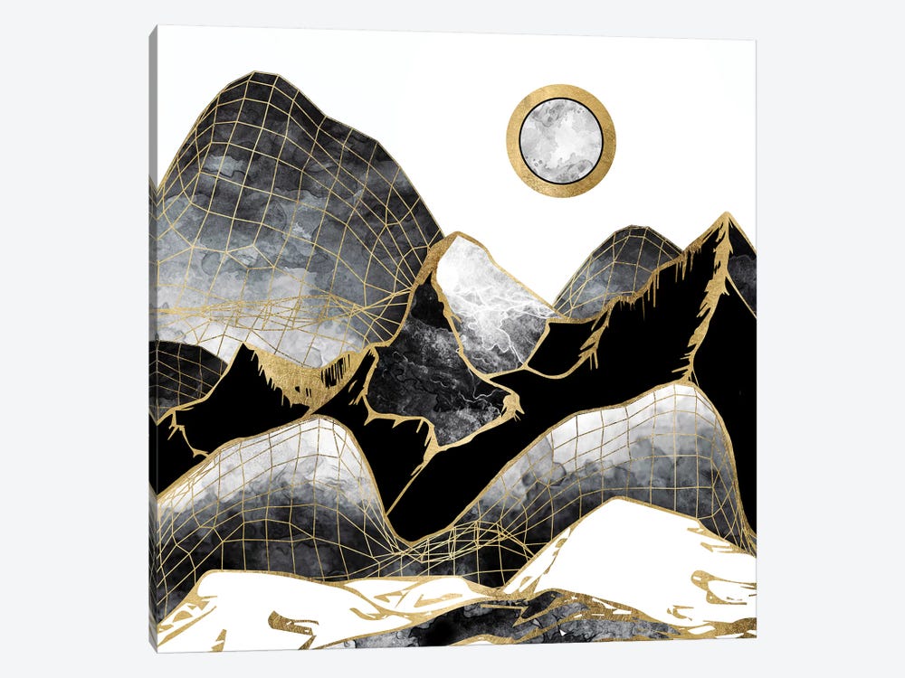Minimal Black And Gold Mountains 1-piece Art Print