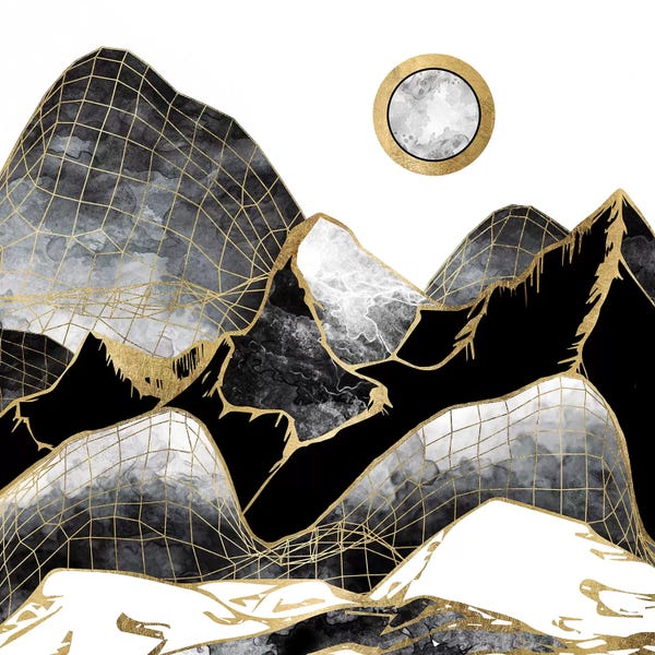 Scandinavian Décor: Minimal Black And Gold Mountains by SpaceFrog Designs