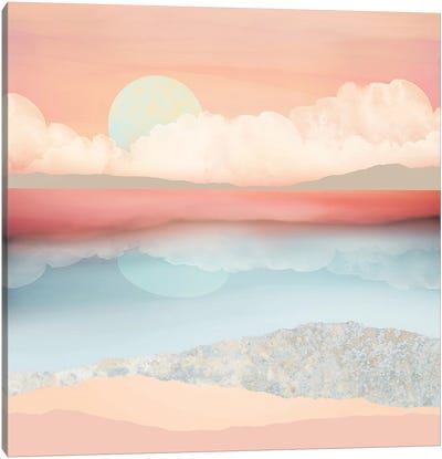 Mint Moon Beach Canvas Art Print - SpaceFrog Designs