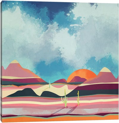 Pink Desert Glow Canvas Art Print - Geometric Abstract Art