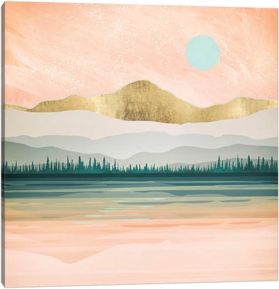 Spring Forest Lake Canvas Art Print - Scandinavian Décor