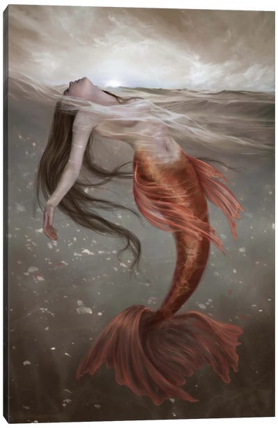 Adrift Canvas Art Print - Mermaid Art