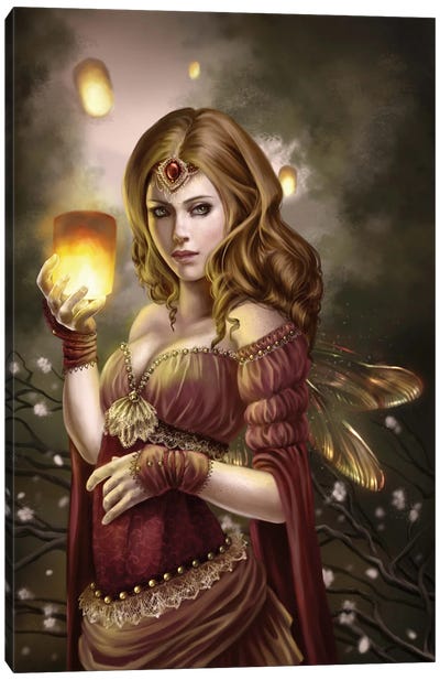 Floating Lights Canvas Art Print - Witch Art