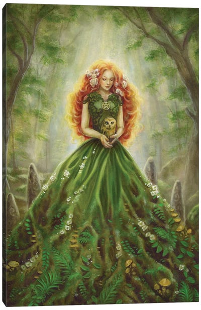 Lady Of Earth Canvas Art Print - Green Art