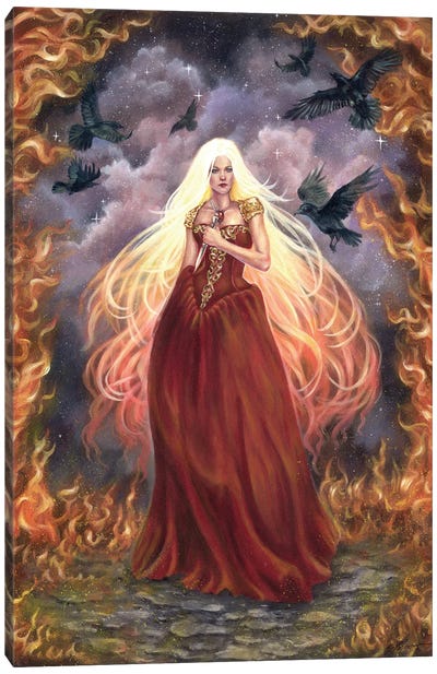 Lady Of Fire Canvas Art Print - Witch Art