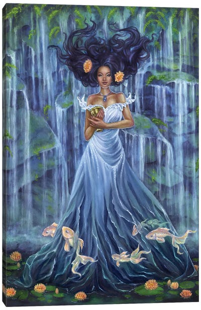 Lady Of Water Canvas Art Print - Blue Art