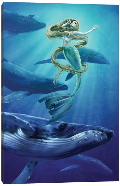 Ocean Song Canvas Art Print - Blue Art