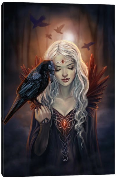 Ravenkin Canvas Art Print - Witch Art