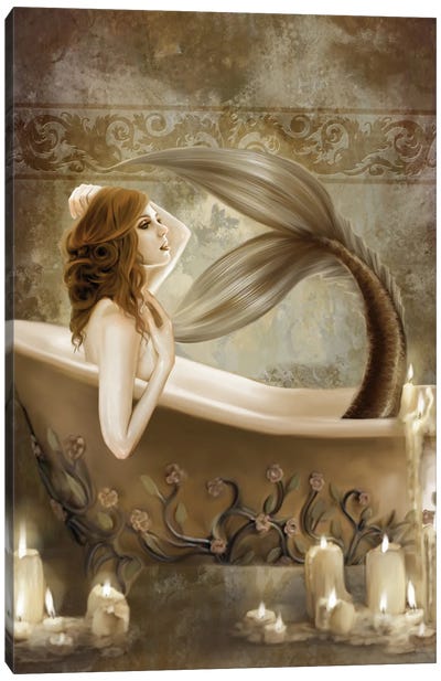 Bathtime Canvas Art Print - Brown Art